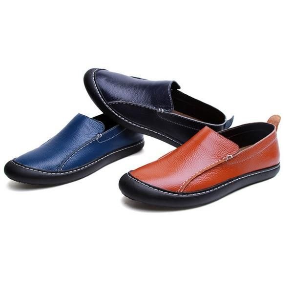 Herre Leather Casual Outdoor Slip On Soft Fashion Flat Loafers