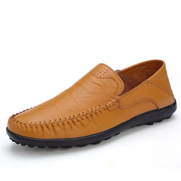 Herre Leather Flat Casual Myk Utendørs Pustende Flats Loafers Sko