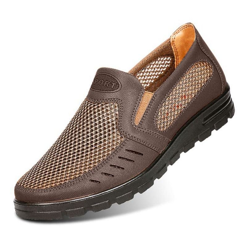 Herre Mesh Pustende Hollow Out Sklisikker Myk Såle Slip On Casual Sko