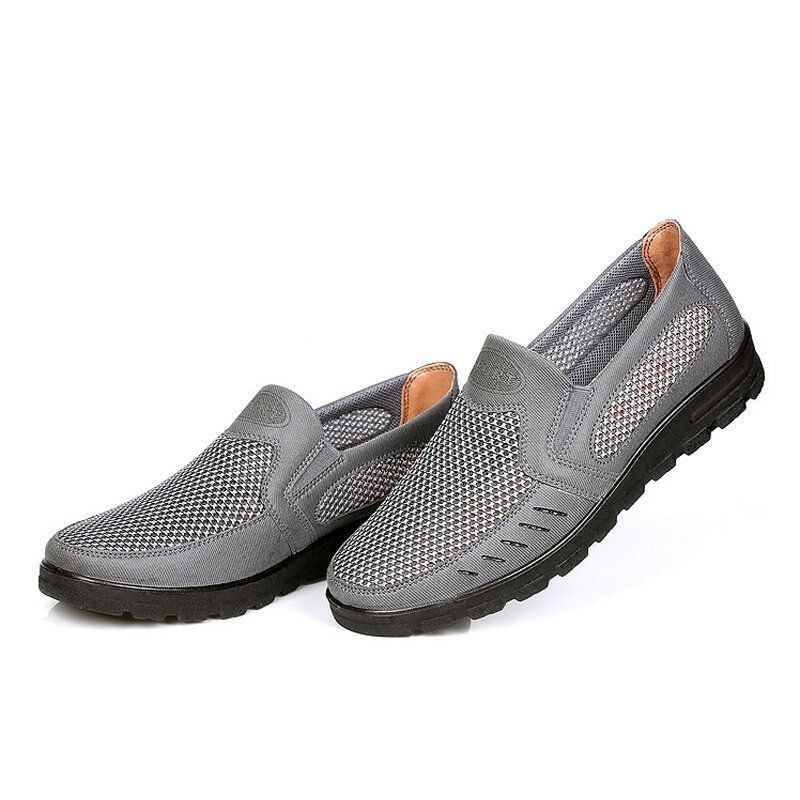 Herre Mesh Pustende Hollow Out Sklisikker Myk Såle Slip On Casual Sko