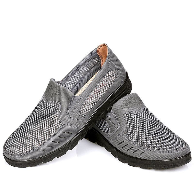 Herre Mesh Pustende Hollow Out Sklisikker Myk Såle Slip On Casual Sko