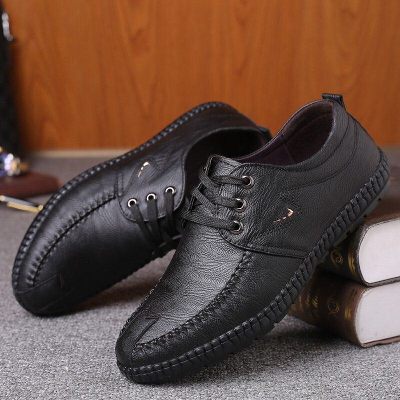 Herre Microfiber Pure Color Casual Soft Business Leather Loafers