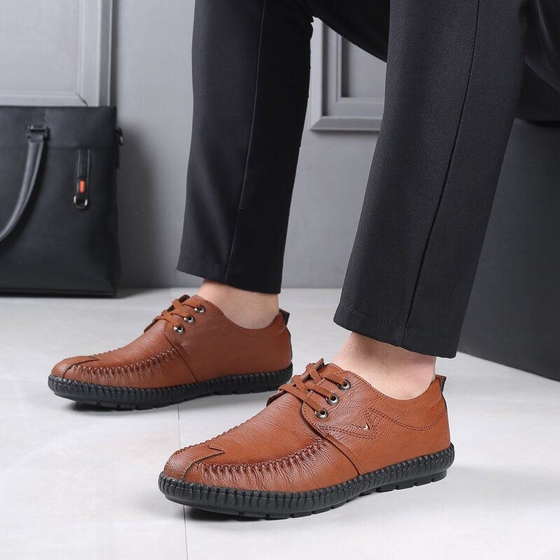 Herre Microfiber Pure Color Casual Soft Business Leather Loafers