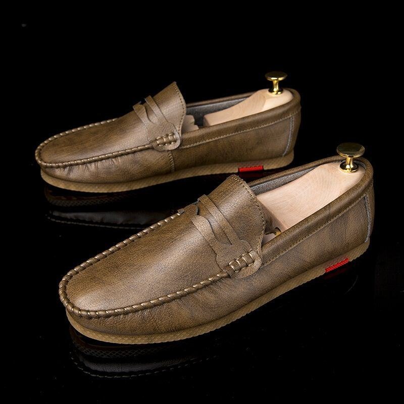 Herre Mikrofiber Pustende Behagelig Bunn-slip-on-kjøreloafers Uformelle Skinnsko