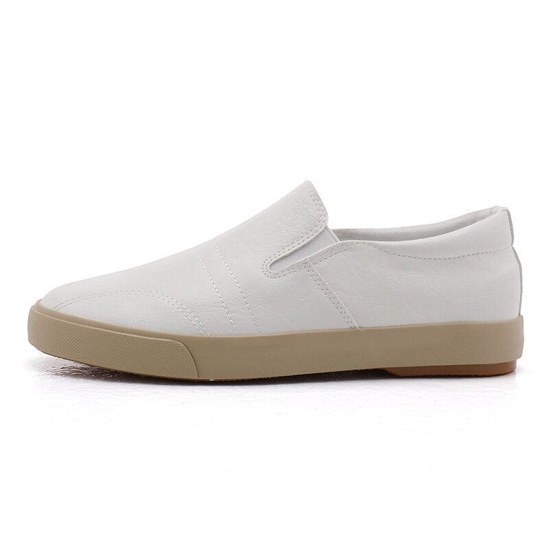 Herre Mikrofiber Pustende Komfortabel Bunn Solid Slip On Casual Court Sko