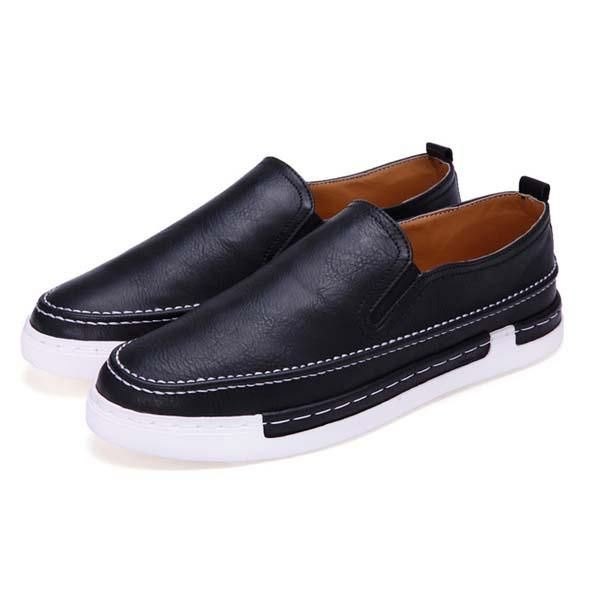 Herre Mote Sko Pu Rund Toe Slip On Outdoor Sneakers Vintage Style