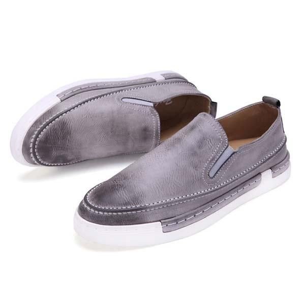 Herre Mote Sko Pu Rund Toe Slip On Outdoor Sneakers Vintage Style