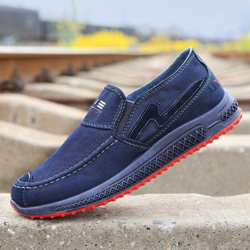 Herre Old Peking Comfy Pustende Slip On Casual Canvas Sko