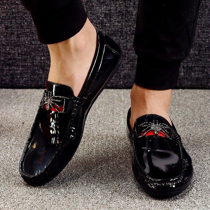 Herre Pu Butterfly Decoration Fashion Business Slip On Leather Loafers