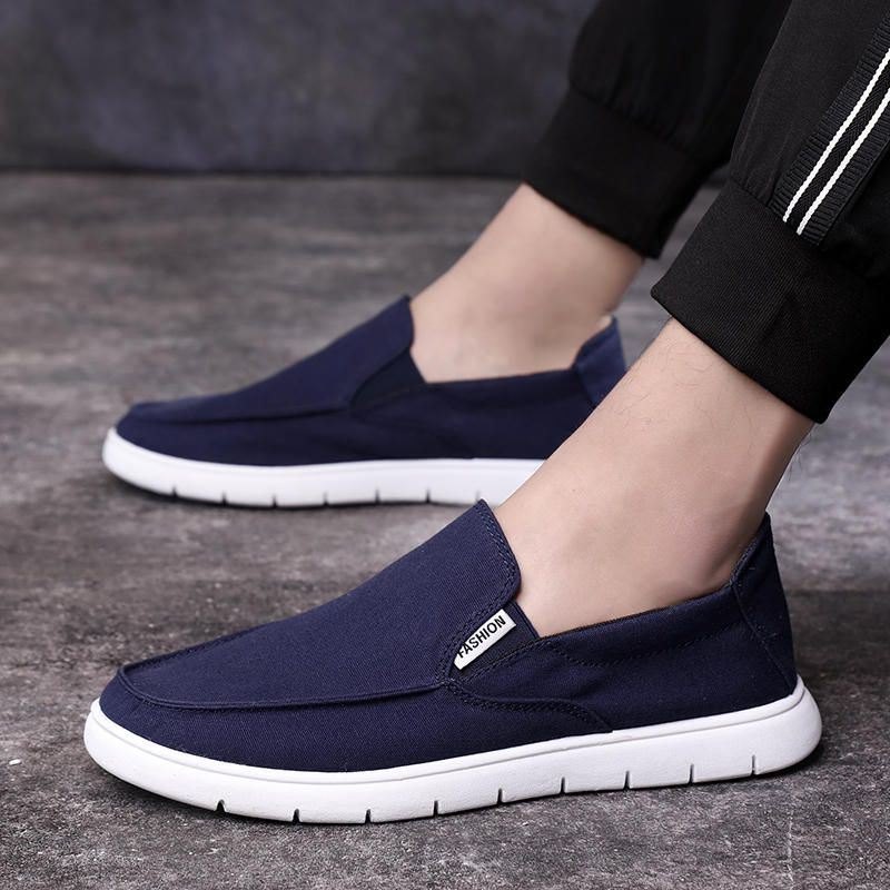 Herre Pure Color Canvas Pustende Slip On Flats Casual Sko