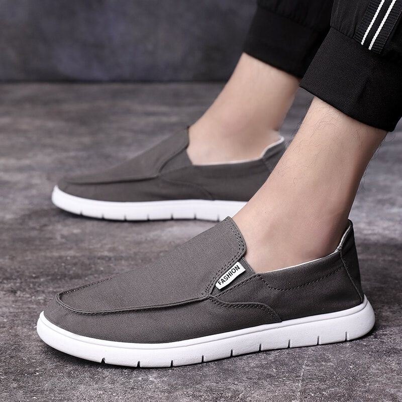 Herre Pure Color Canvas Pustende Slip On Flats Casual Sko