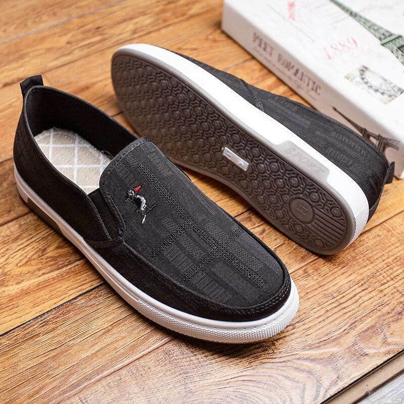 Herre Pustende Sklisikker Comfy Slip On Old Peking Casual Cloth Court-sko