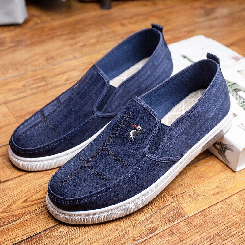 Herre Pustende Sklisikker Comfy Slip On Old Peking Casual Cloth Court-sko