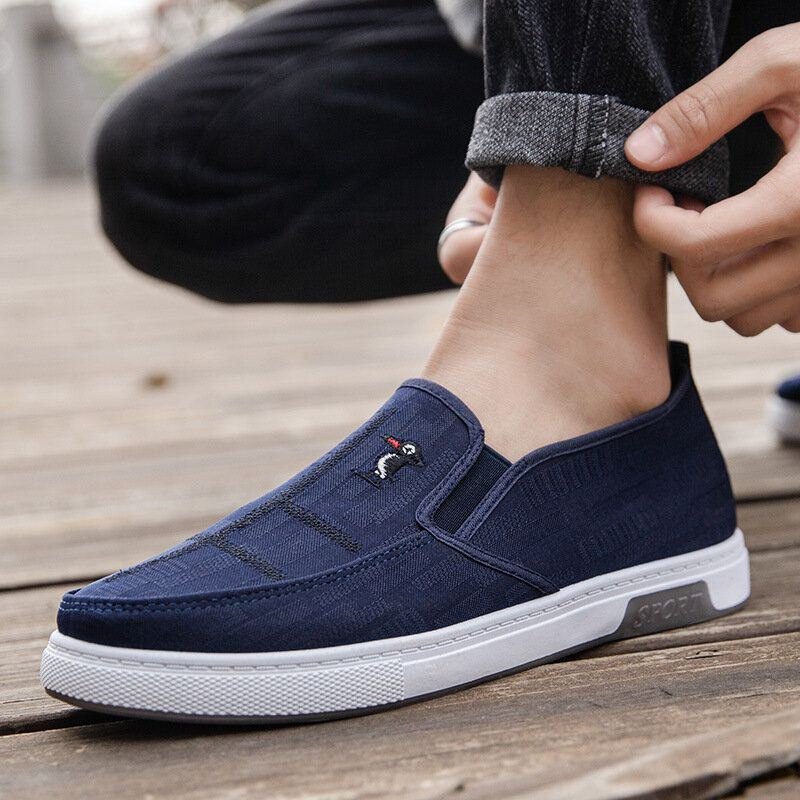 Herre Pustende Sklisikker Comfy Slip On Old Peking Casual Cloth Court-sko