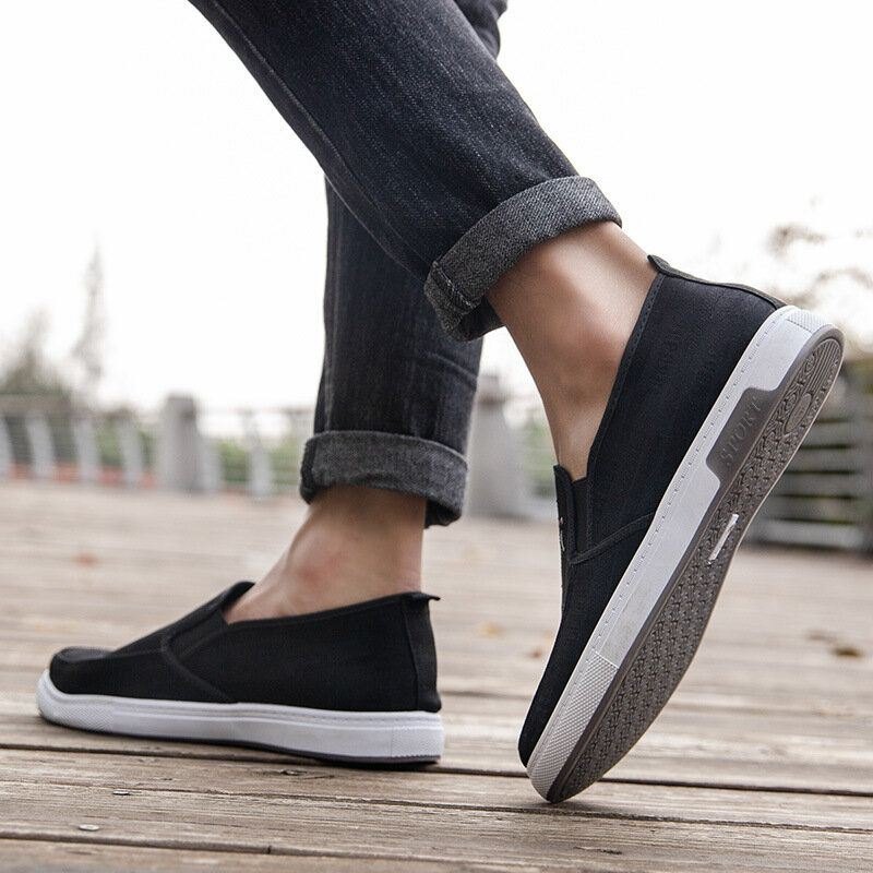 Herre Pustende Sklisikker Comfy Slip On Old Peking Casual Cloth Court-sko