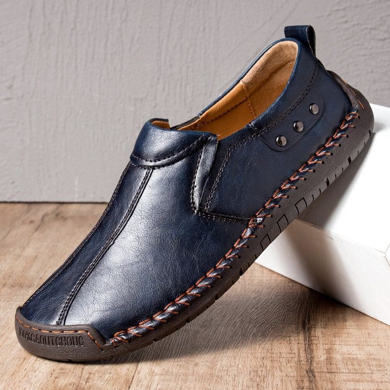 Herre Retro Mikrofiberskinn Sklisikker Myk Såle Slip On Casual Sko