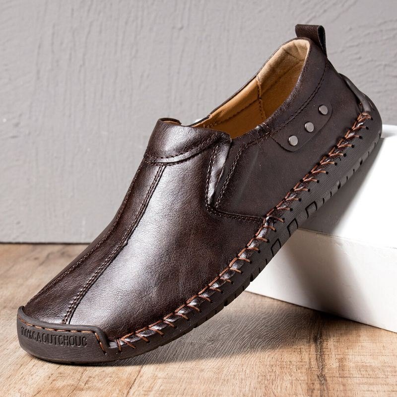 Herre Retro Mikrofiberskinn Sklisikker Myk Såle Slip On Casual Sko