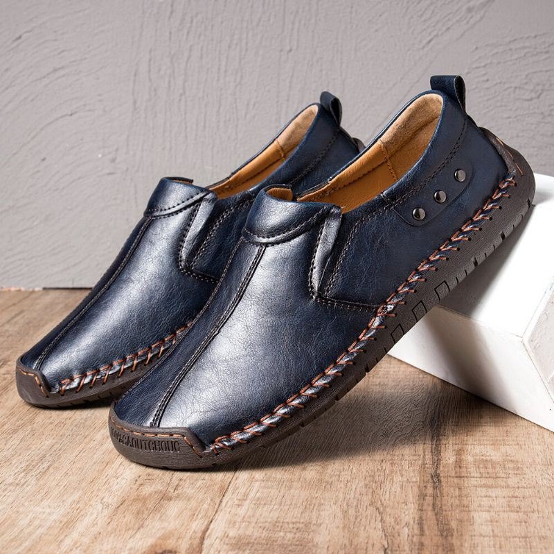 Herre Retro Mikrofiberskinn Sklisikker Myk Såle Slip On Casual Sko