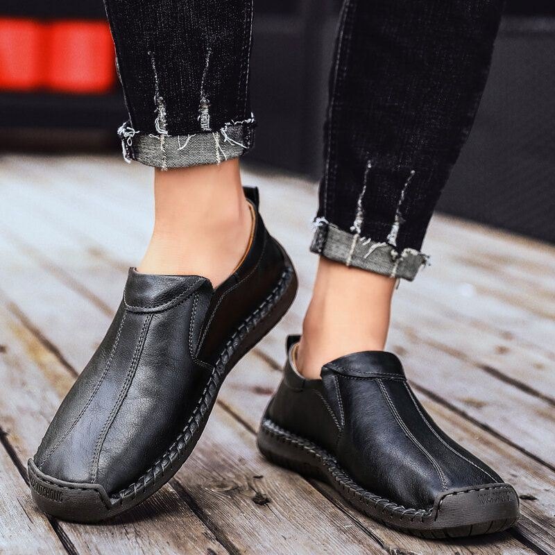 Herre Retro Mikrofiberskinn Sklisikker Myk Såle Slip On Casual Sko