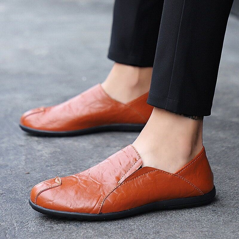 Herre Skinn Komfortabel Sklisikker Uformell Slip On Driving Loafers