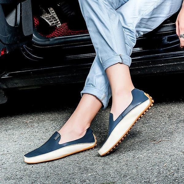 Herre Sko Utendørs Casual Rund Toe Slip On Pustende Flats