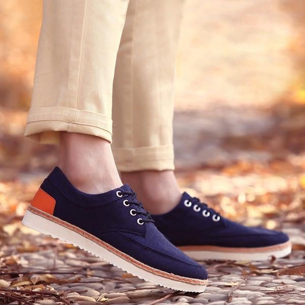 Herre Sneakers Canvas Causal Outdoor Sport Flat Komfortable Oxfords Sko