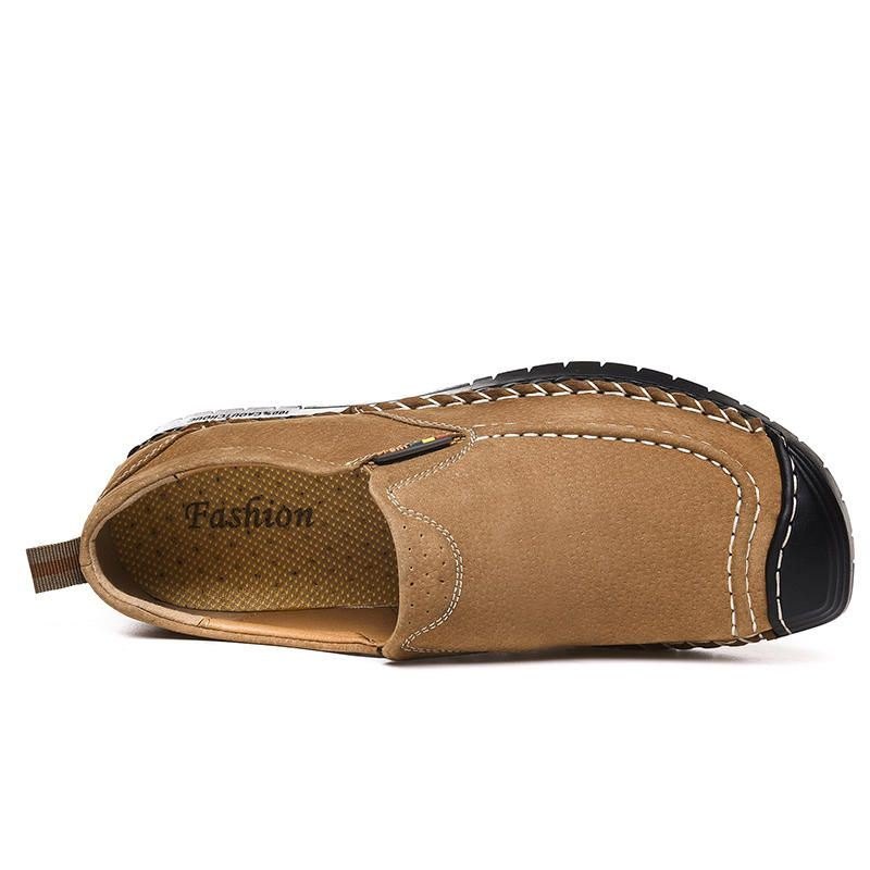 Herre Sømmer Sklisikre Casual Leather Myk Såle Flats