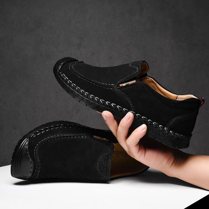 Herre Sømmer Sklisikre Casual Leather Myk Såle Flats