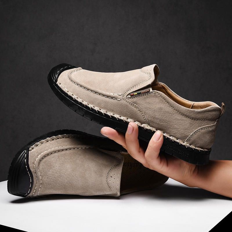 Herre Sømmer Sklisikre Casual Leather Myk Såle Flats