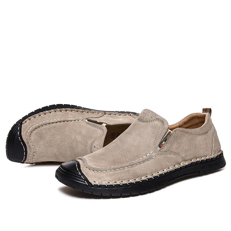 Herre Sømmer Sklisikre Casual Leather Myk Såle Flats