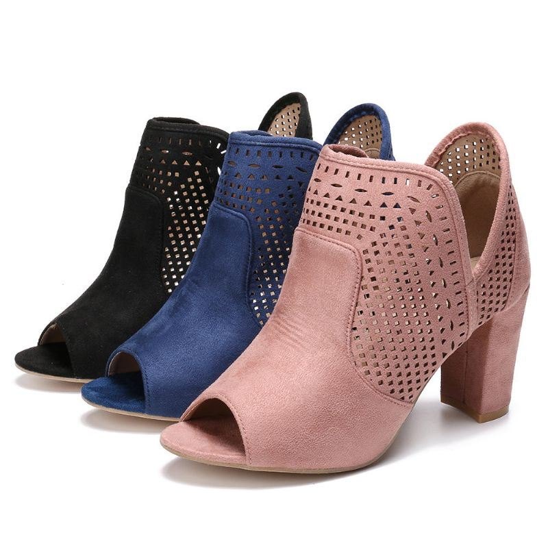 Dame Hollow Out Peep Toe Slip On Causal High Heel Office Pumps