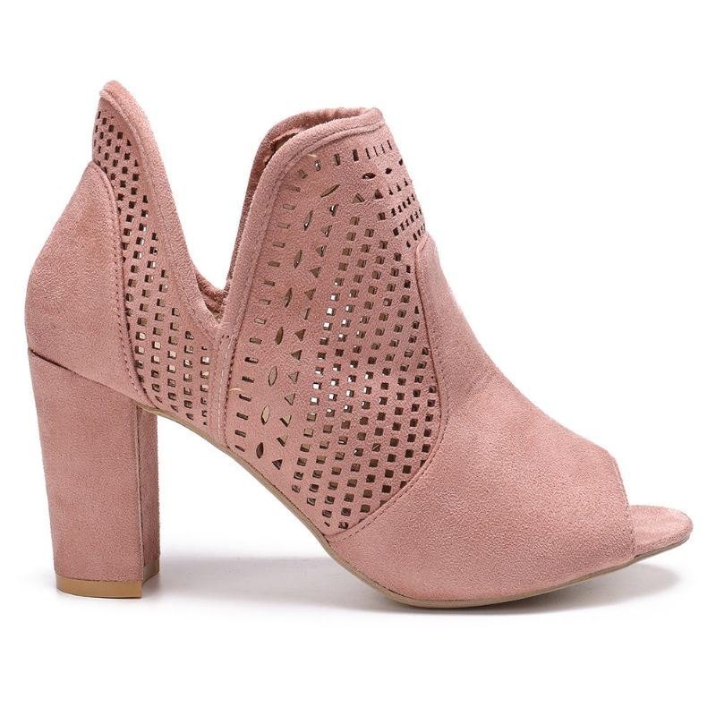 Dame Hollow Out Peep Toe Slip On Causal High Heel Office Pumps