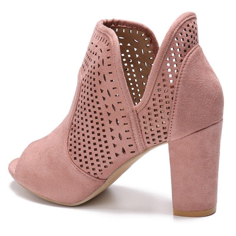 Dame Hollow Out Peep Toe Slip On Causal High Heel Office Pumps