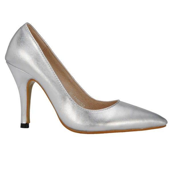 Dame Ol Stiletto Pu Spiss Tå Pure Color Pumps