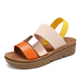 Dame Colorblock Cross Elastisk Strap Platform Sandaler