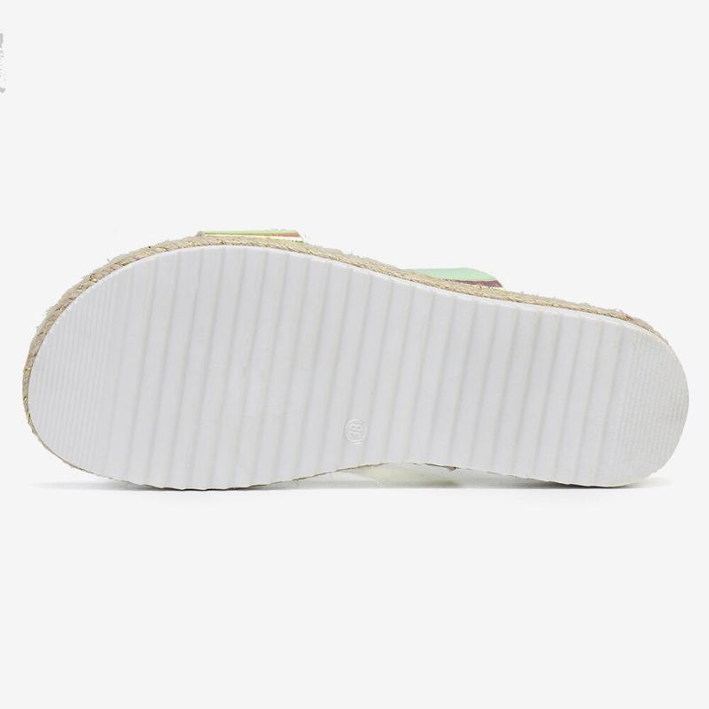 Dame Dobbel Gradient Farge Stropp Behagelig Sklisikker Espadrille Platform Sandaler