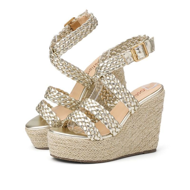 Dame Flettestropp Espadrille Slingback Plattformsandaler