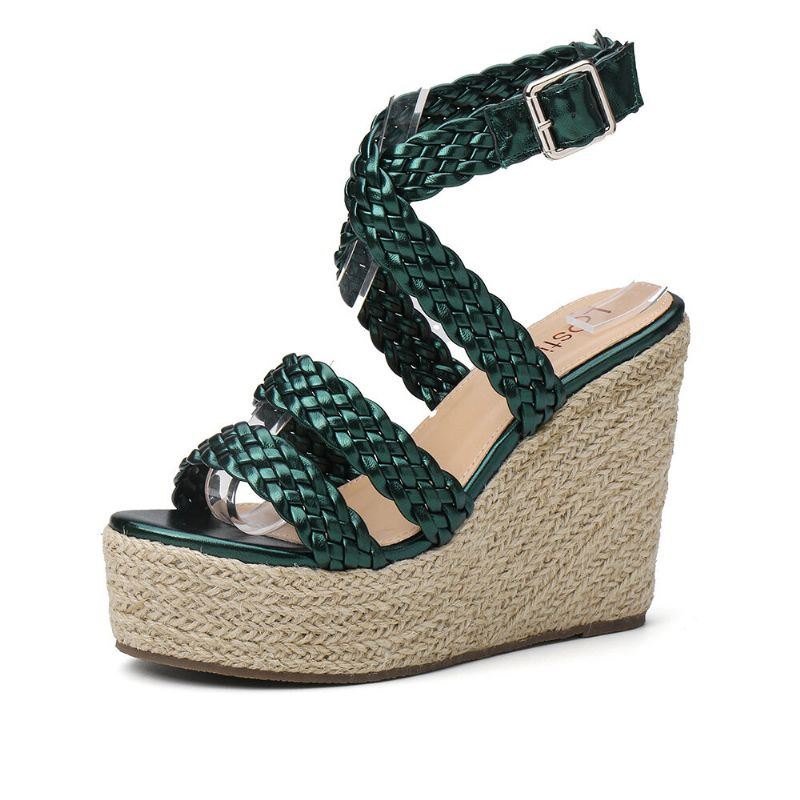 Dame Flettestropp Espadrille Slingback Plattformsandaler