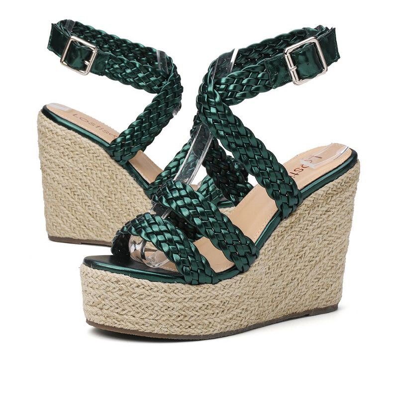 Dame Flettestropp Espadrille Slingback Plattformsandaler