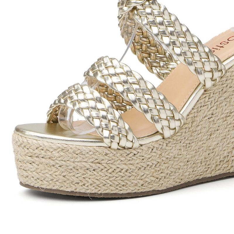 Dame Flettestropp Espadrille Slingback Plattformsandaler