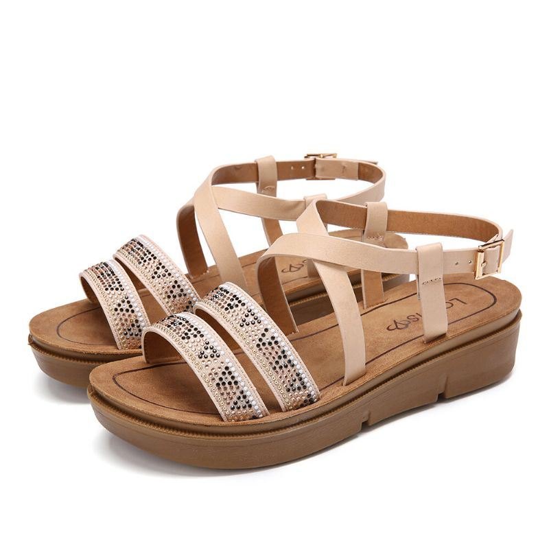 Dame Rivet Comfy Double Band Platform Sandaler