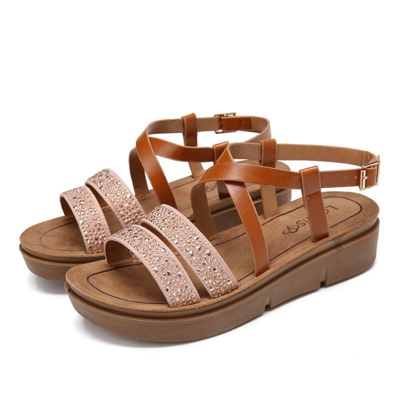 Dame Rivet Comfy Double Band Platform Sandaler