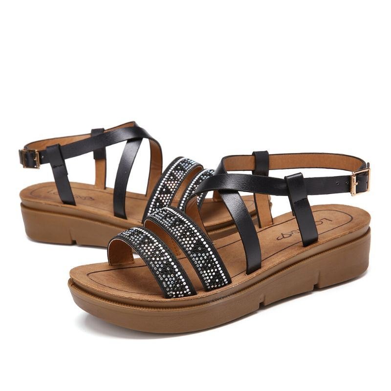 Dame Rivet Comfy Double Band Platform Sandaler