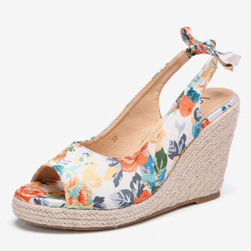 Dame Utskrift Dekor Komfortabel Bærbar Peep Toe Casual Wedges Sandaler