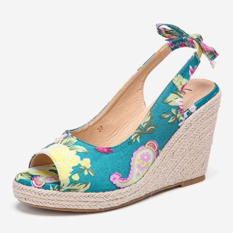 Dame Utskrift Dekor Komfortabel Bærbar Peep Toe Casual Wedges Sandaler