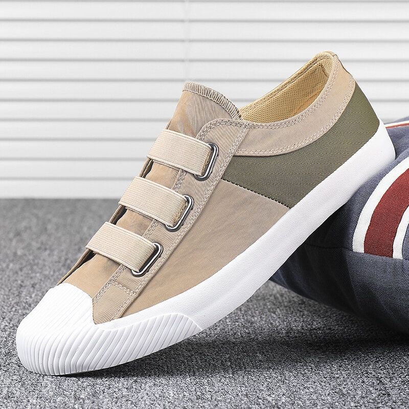 Herre Colorblock Comfy Pustende Elastisk Band Slip On Casual Daily Canvas Joggesko