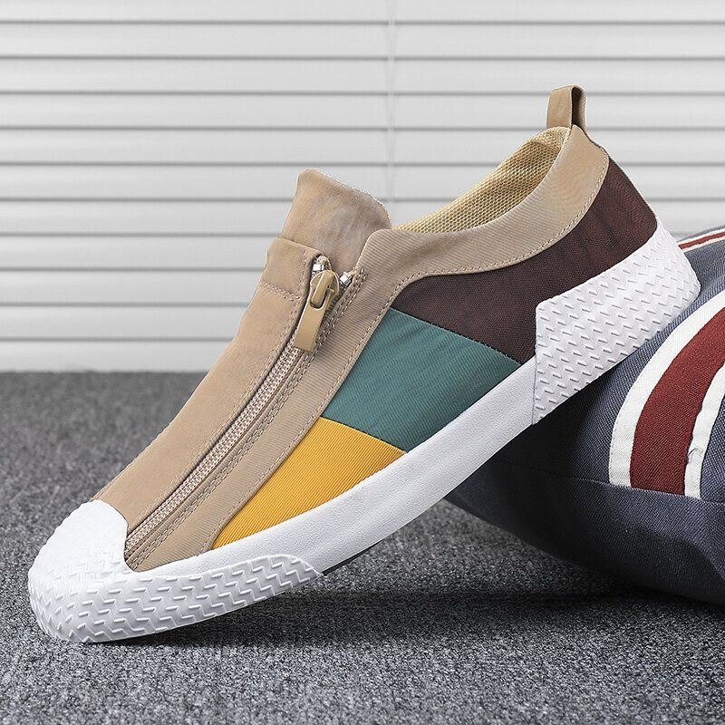 Herre Colorblock Comfy Pustende Glidelås Casual Canvas Joggesko