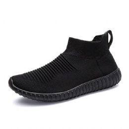 Herre Komfortabelt Strikket Stoff High Top Slip On Sneakers