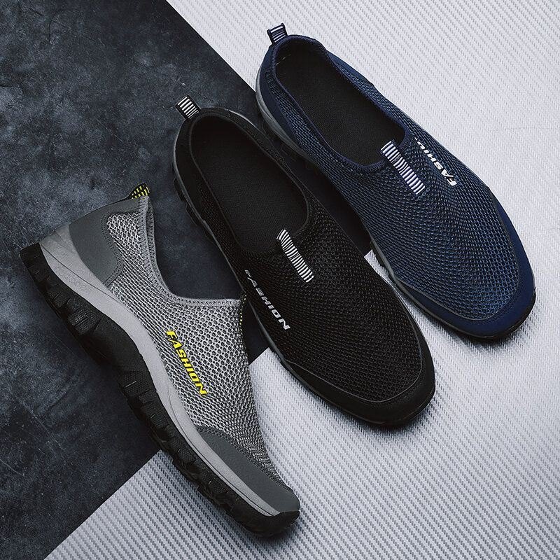 Herre Mesh Pustende Myk Såle Sklisikker Behagelig Slip On Outdoor Casual Walking Sko