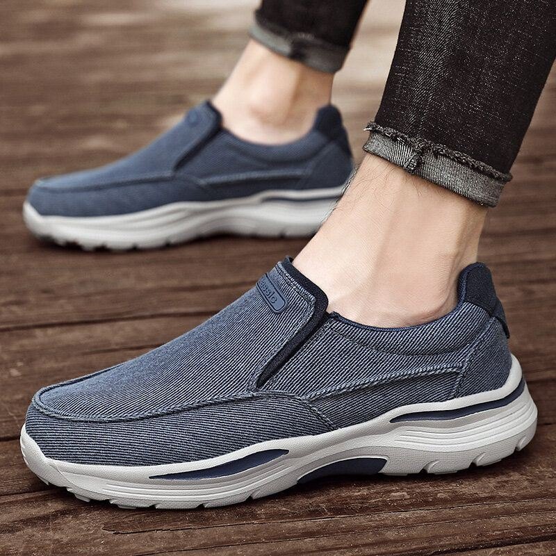 Herre Sport Lettvektsplattform Komfortable Slip On Casual Denim Joggesko